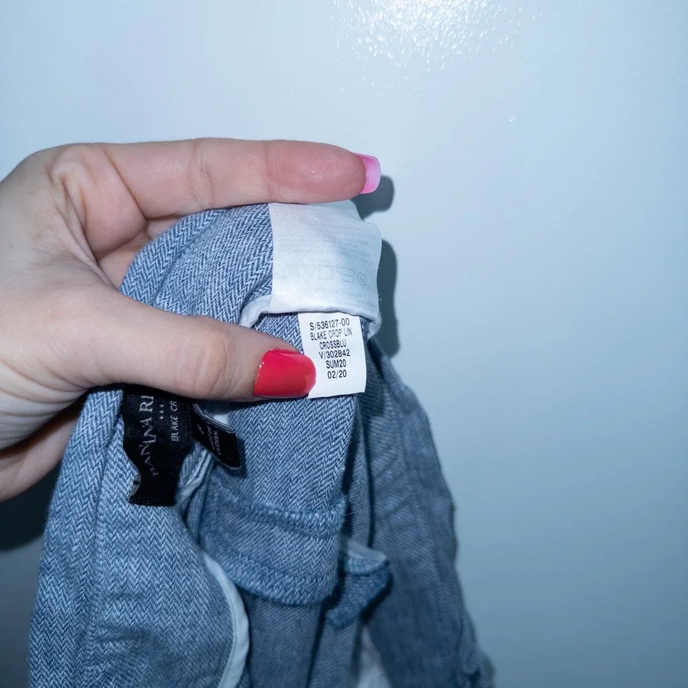 Banana Republic Blue Linen Blend Blake Crop Pants‎ Size 8